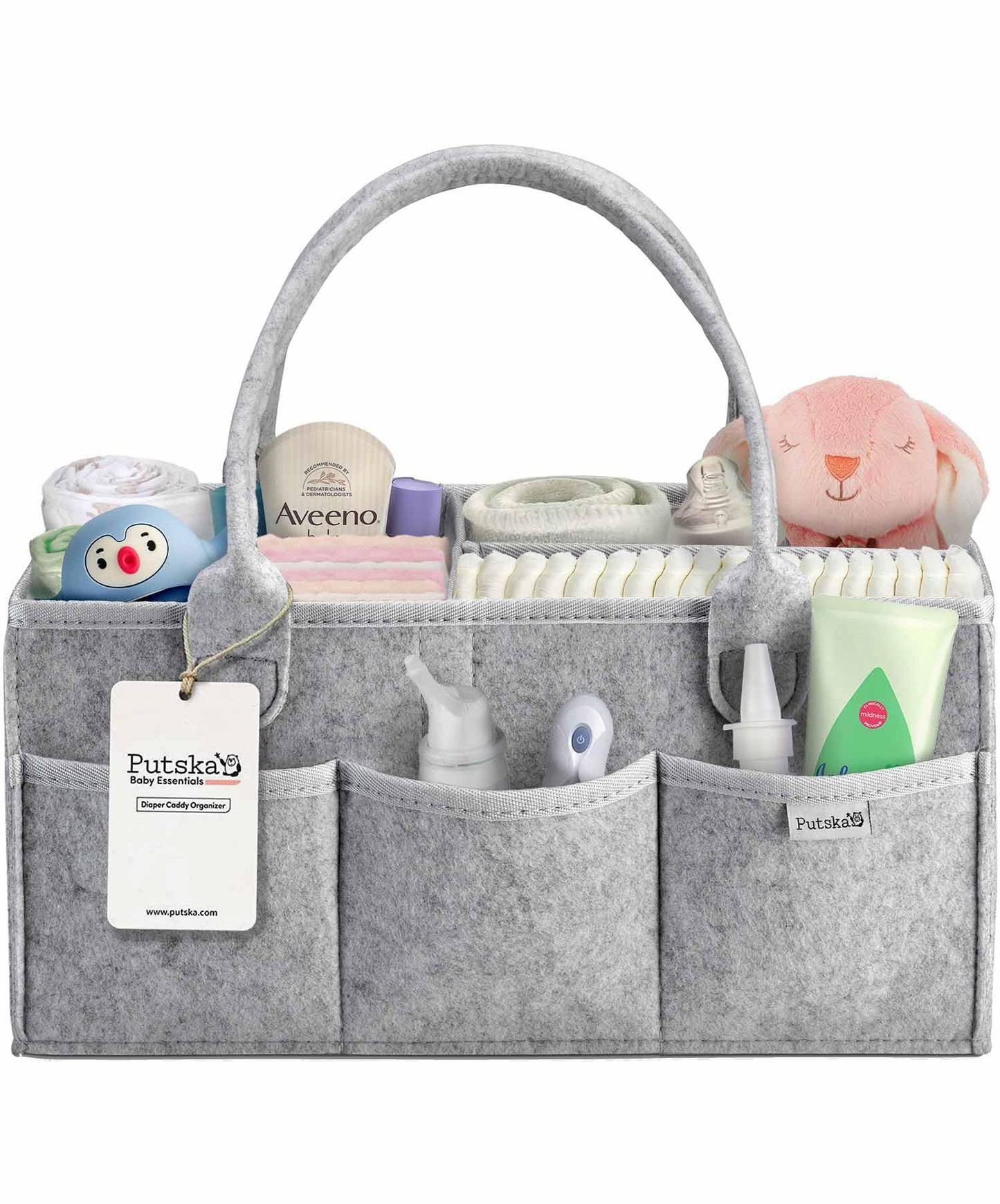 PUTSKA Nappy caddy essentials for newborn, great baby shower gifts for mum, baby boy, baby girl. New Born accessories UK baby organiser