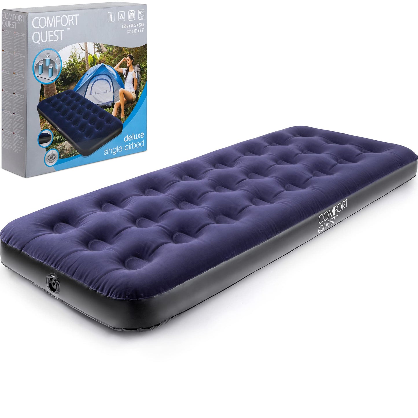 Comfort Quest Single 449755 Inflatable Blow Up Camping Mattress Guest Air Bed