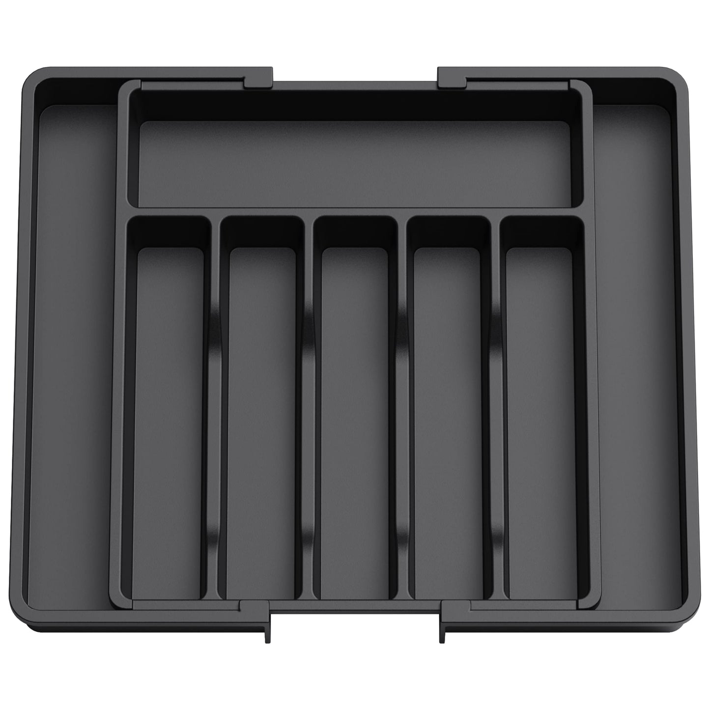 Lifewit Cutlery Drawer Organiser, Expandable Utensil Tray for Kitchen, Adjustable Silverware and Flatware Holder, Compact Plastic Storage for Spoons Forks Knives, Large, Black