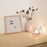 Homtone 2 Pcs Metal Hexagon Tealight Candle Holders, Rose Gold Geometric Hollow Tea Light Lanterns Holders Ornament for Home Decor 8cm 17cm