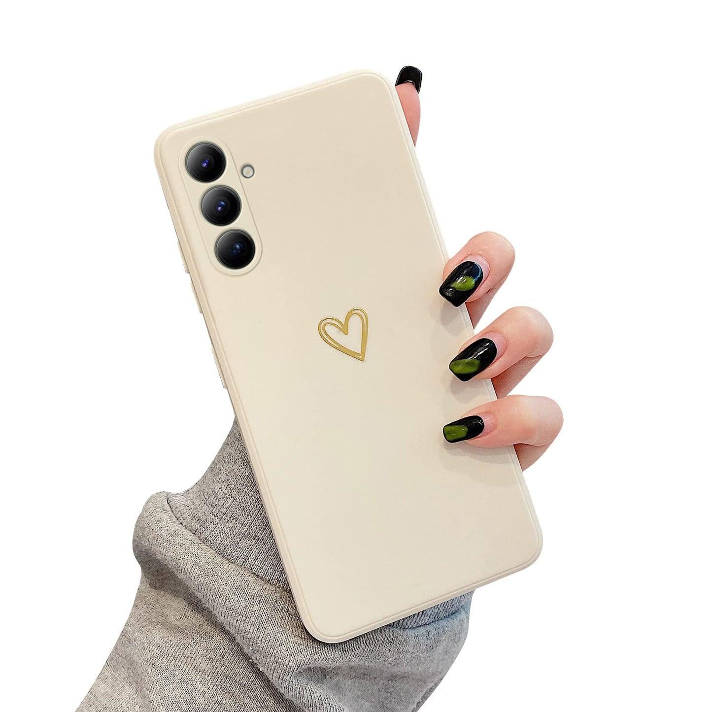 Ownest Compatible for Samsung Galaxy A54 5G Phone Case Silicone Cute Girls Soft Gold Love Heart Simple Pattern Design Slim Fashion Thin Case for Girls Women for Samsung Galaxy A54 Case-White