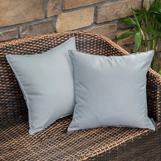 MIULEE Pack of 2 Outdoor Waterproof Throw Pillow Cover Home D cor Pillow Case Luxury Decorating Cushion Covers Protectors for Tent Park Bed Sofa Chair Couch Bedroom 45x45cm 18x18inch Light Grey