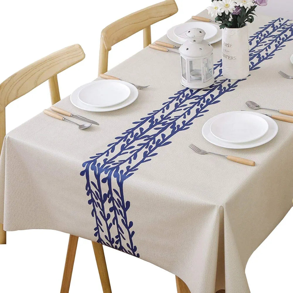 Plenmor Table Cloth Wipeable Tablecloth PVC Plastic Wipe Clean Waterproof Rectangular Table Cover Protector for Kitchen Picnic Outdoor Indoor Rattan, 137x215 cm