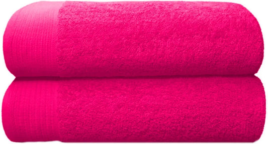 100 Egyptian Combed Cotton Hand Towels, Pack Of 2, Very Soft Absorbent, Quick Dry 600gsm Thick Bathroom Or Kitchen Towel Set. Hot Pink