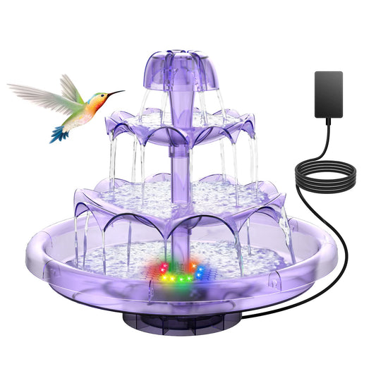 SZMP 3-Tier Waterfall Fountain, Home Decor Electric Tabletop Water Fountains with 32.8ft Cable, Colorful Lights, Relaxation Water Feature, Outdoor Bird Bath Fountain Pump for Porch, Garden, Backyard