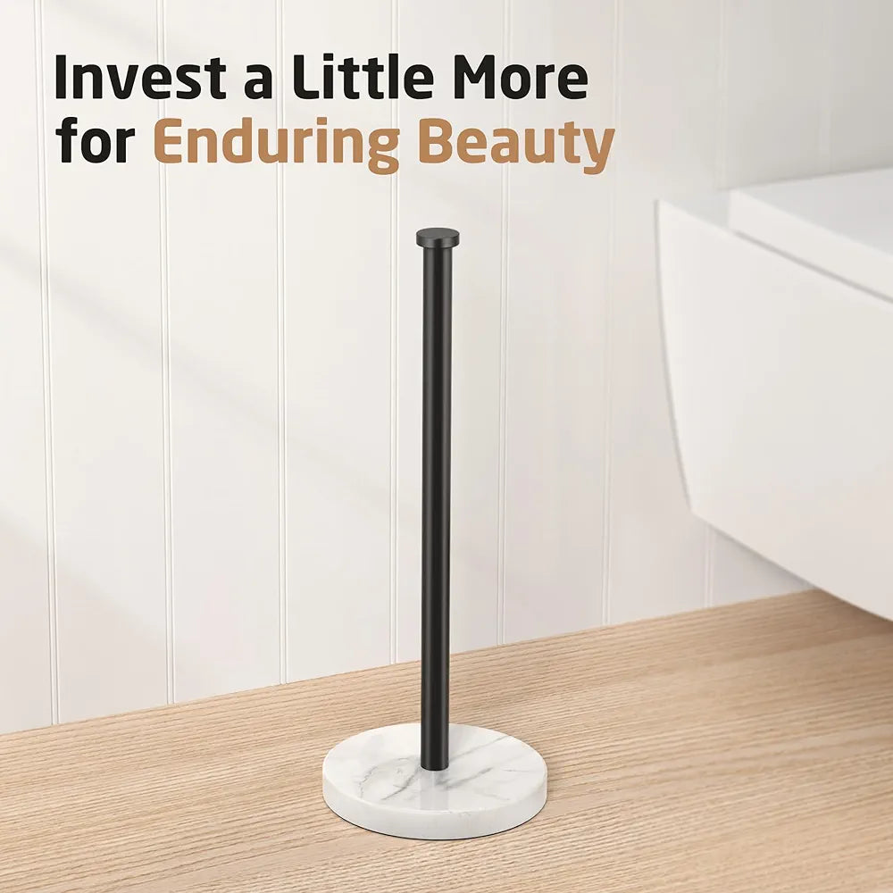 KES Toilet Roll Holder Free Standing Toilet Paper Holder, Bathroom Toilet Roll Storage 3 Rolls Stainless Steel Toilet Roll Stand with Marble Base Matte Black, BPS202S39-BK