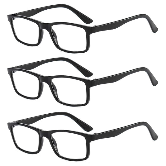 Suertree 3 Pack Reading Glasses Spring Hinge Computer Glasses Square Presbyopic Reader Glasses Aided Eyelasses Unisex 2.0 KS9801