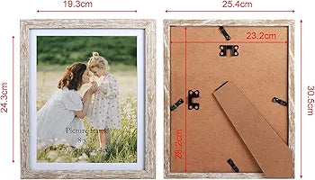 EXYGLO Rustic 10x8 Photo Frames with Mount set of 6, Display Pictures 10x8 with Mount or 11x9 without Mount, Nature 10x8 Picture Frame for Wall Tabletop Decoration