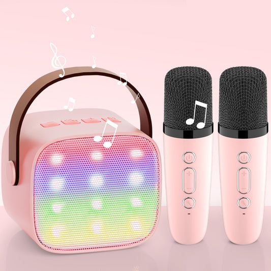 Karaoke Machine 2 Microphones Kids for Girls Wowstar Kids Karaoke Machines with Mini Karaoke Microphones - Portable Bluetooth Speaker for Children - Toys Gifts for Boy Girl Toddler Kid Adult