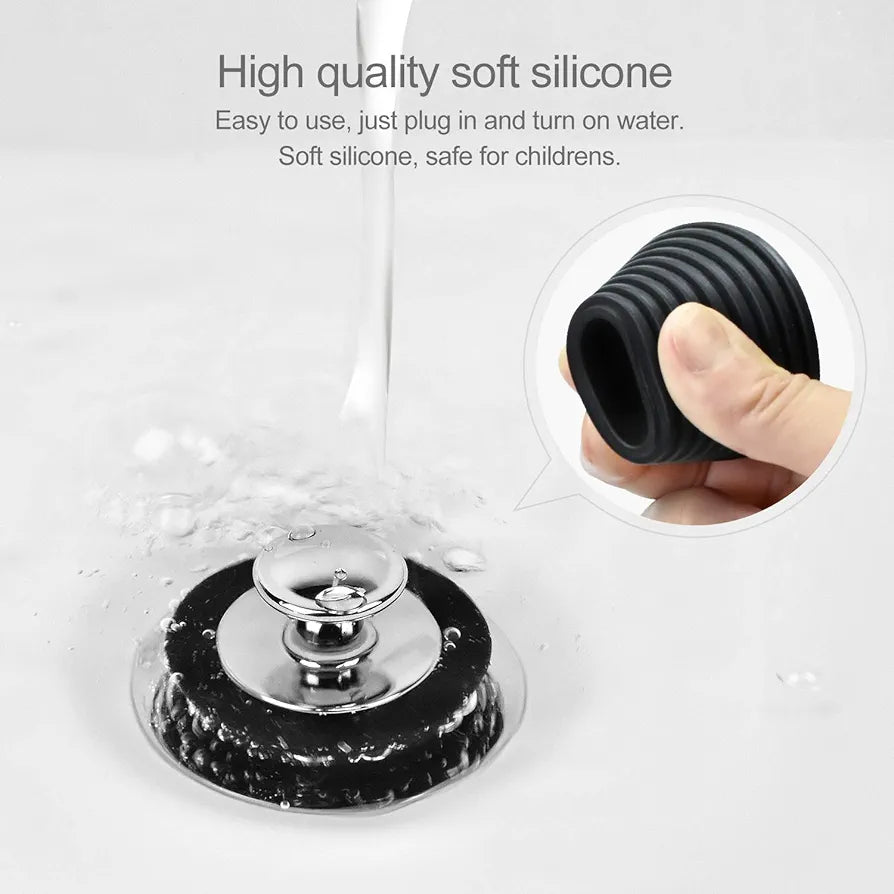 LEKEYE 2 Pack Universal Bath Plug, Drain Stopper for Bathtub and Bathroom Sink Drains, Suitable for 25mm-47mm Drain holes, Black and Gray Patented Product