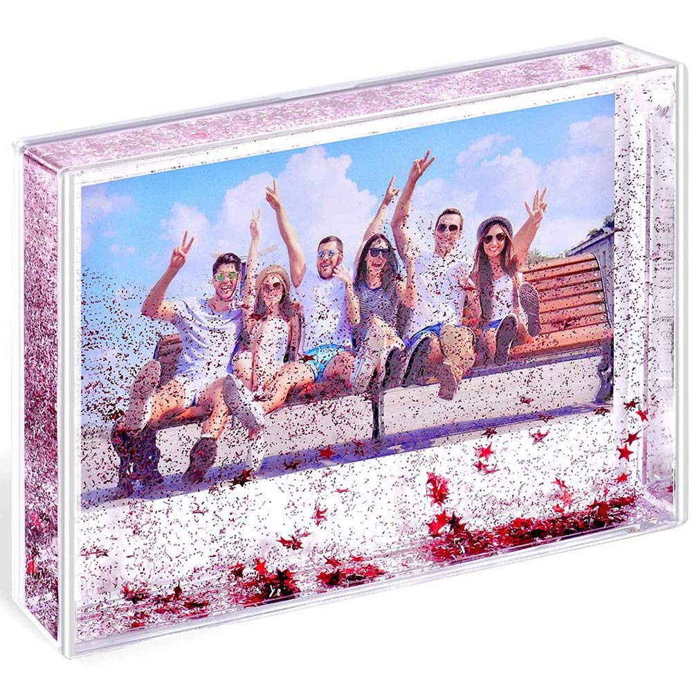 Glitter Photo Frames Friends Picture Frame Liquid Frames, Mount for 4x6 inch 10x15 cm Picture 6x4in, Red Star