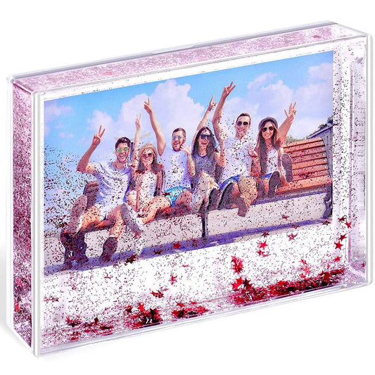 Glitter Photo Frames Friends Picture Frame Liquid Frames, Mount for 4x6 inch 10x15 cm Picture 6x4in, Red Star