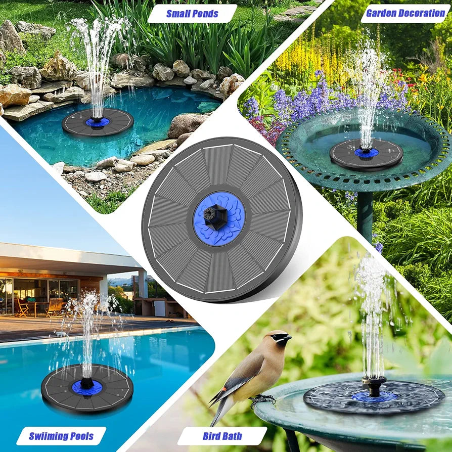 SZMP Solar Fountain 2024 Upgrade, 3.5W Solar Powered Bird Bath Fountains with Flower, Outdoor Water Feature Solar Fountain Pump with 7-in-1 Nozzles, 4 Fixed Pipes for Humingbirds, Garden, Pool, Pond Black or White