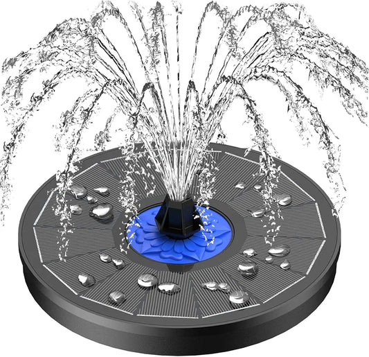 SZMP Solar Fountain 2024 Upgrade, 3.5W Solar Powered Bird Bath Fountains with Flower, Outdoor Water Feature Solar Fountain Pump with 7-in-1 Nozzles, 4 Fixed Pipes for Humingbirds, Garden, Pool, Pond Black or White