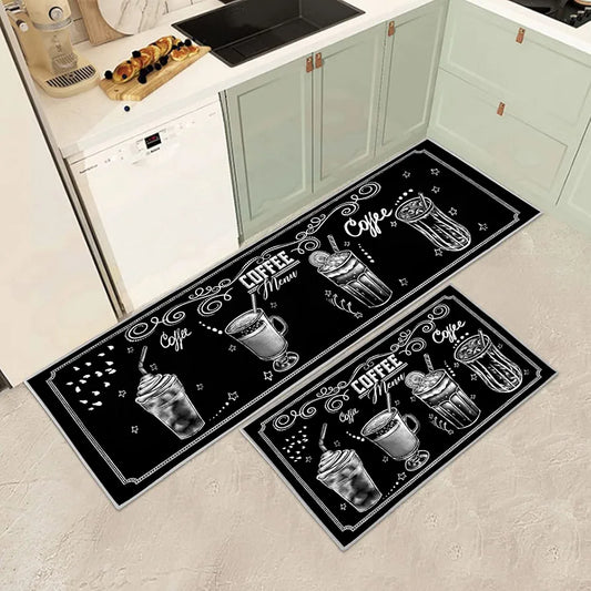 JEFFEL Kitchen Mat Sets Non slip Washable, Kitchen Rugs Runner Set of 2 Anti Fatigue Kitchen Floor Mat for Home Decoration Office Standing Desk D, 43x75 43x150cm