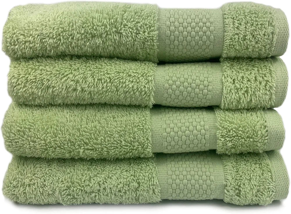 Sue Rossi Organic Turkish Cotton Guest Towels Set Of 4, Kitchen Or Bathroom Pack, Size 30cm x 50cm, Soft, Fluffy Absorbent 600gsm Towel Sage Green, 4