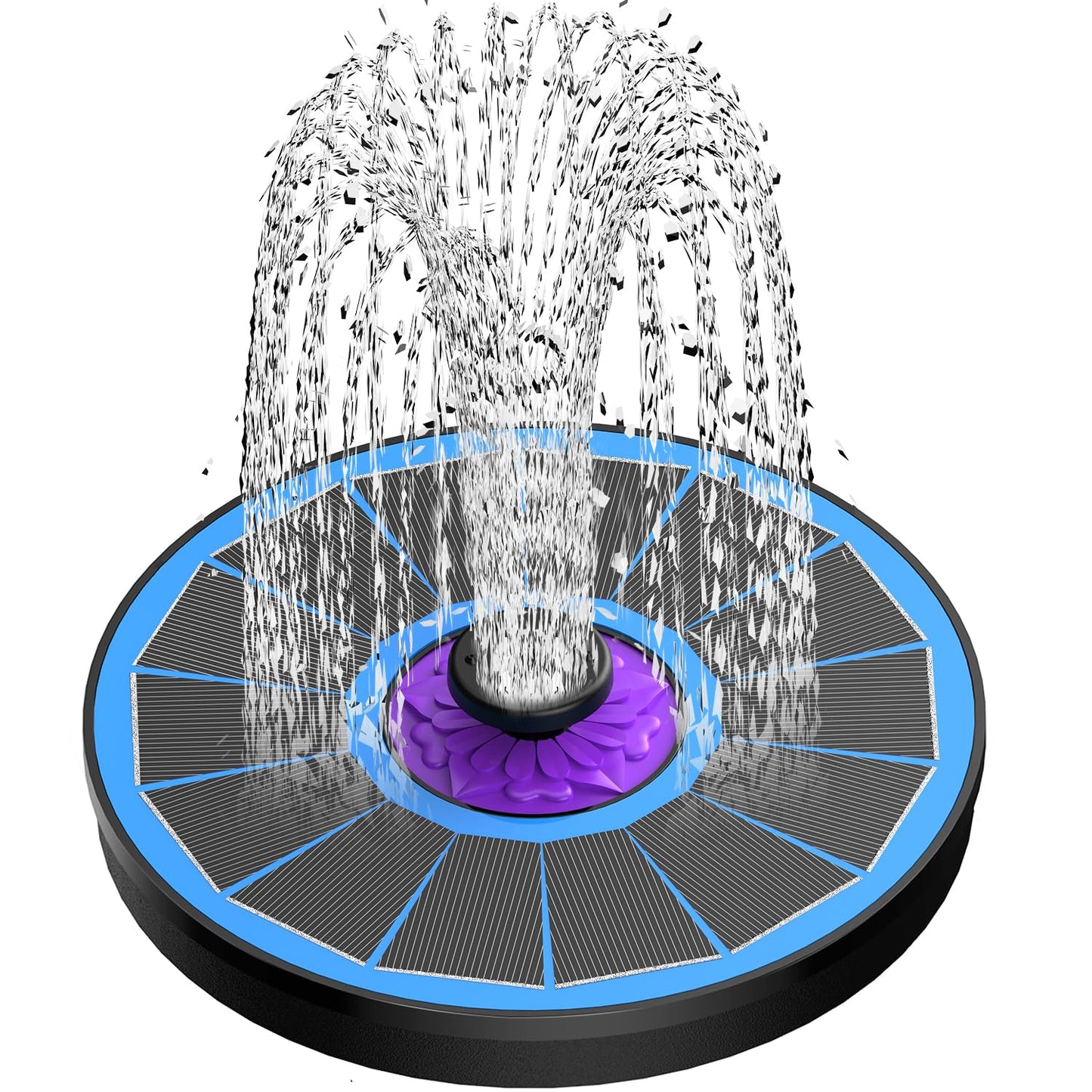 SZMP Solar Fountain 2024 Upgrade, 3.5W Solar Powered Bird Bath Fountains with Flower, Outdoor Water Feature Solar Fountain Pump with 7-in-1 Nozzles, 4 Fixed Pipes for Humingbirds, Garden, Pool, Pond Black or White