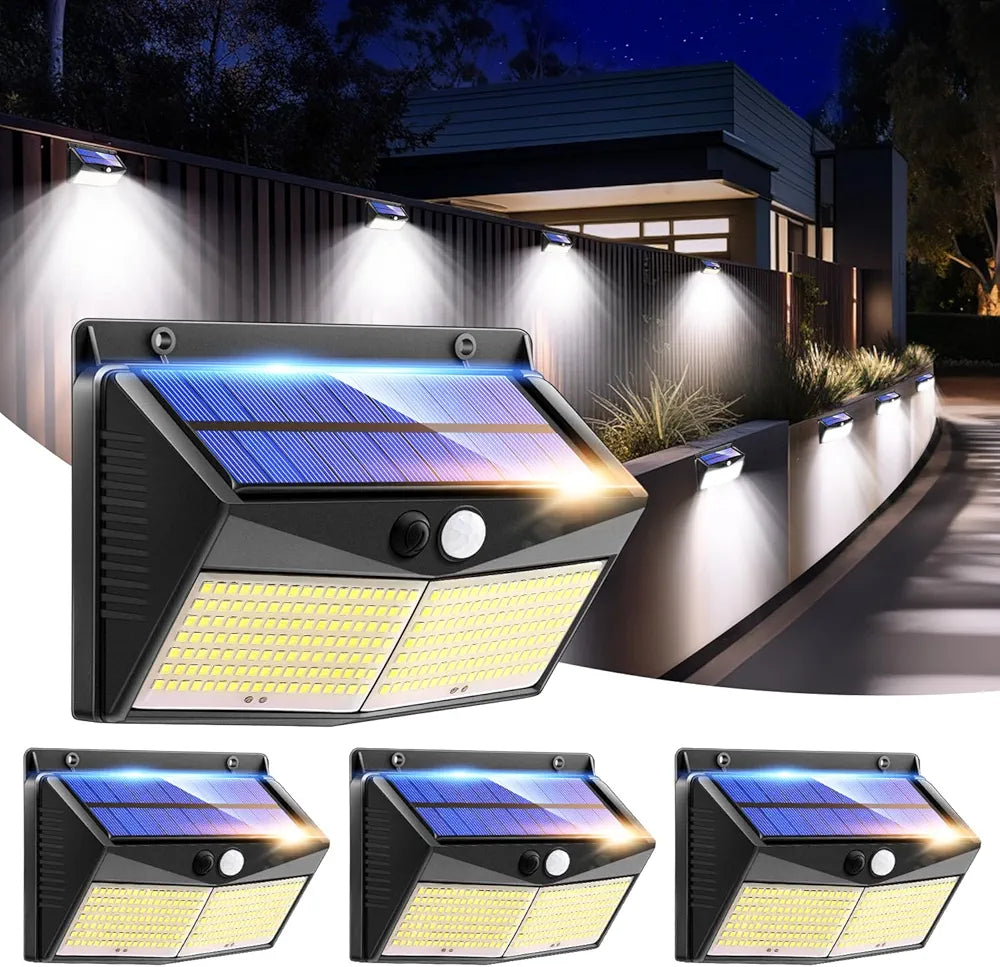 One Fire Solar Lights Outdoor Garden 248 LED 3 Modes 270 Wide Angle Solar Security Lights Outdoor Motion Sensor,2200mAh Solar Garden Lights,IP65 Garden Solar Lights Outdoor Waterproof Garden,Garage