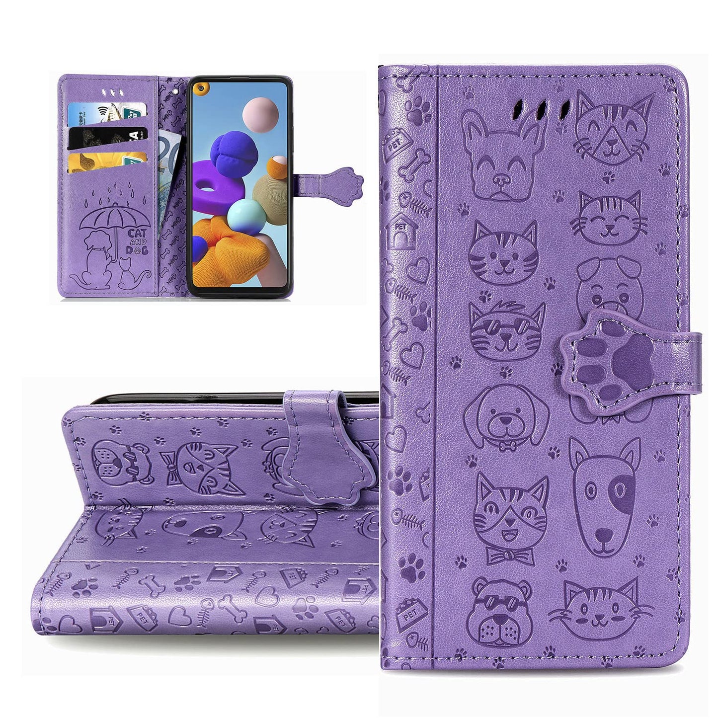 LEMAXELERS iPhone 15 Pro 6.1 Phone Case iPhone 15 Pro Cover, Cute Cat Dog Embossed PU Leather Flip Notebook Wallet Case Magnetic Stand Card Slot Folio Case for iPhone 15 Pro,SD Cat Zi