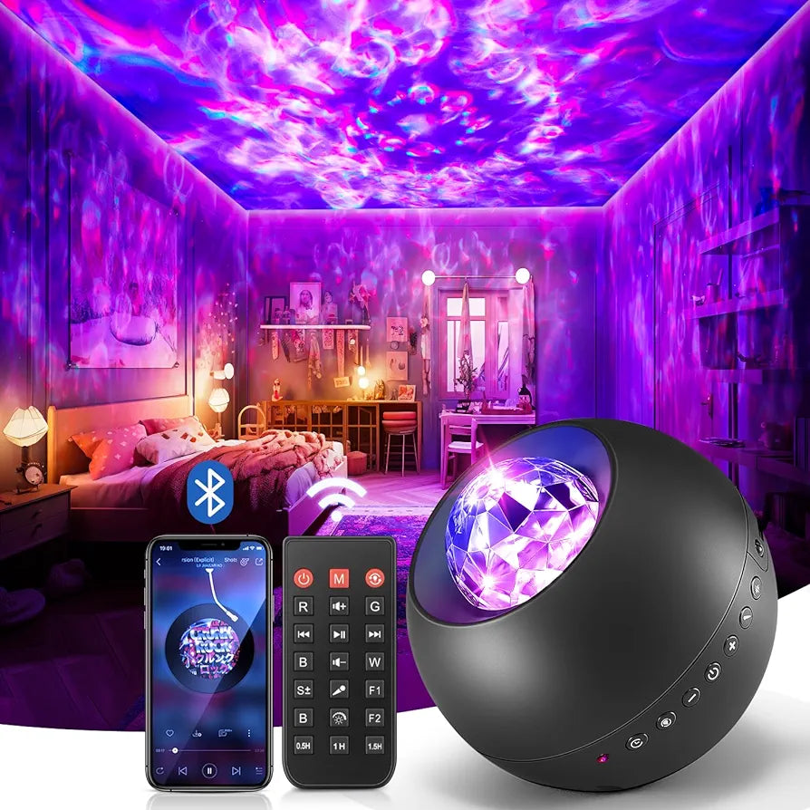 Star Projector Galaxy Light, 15 White Noise Galaxy Night Light Projector, Bluetooth Speaker Planetarium Projector Mood Lighting, Remote Timer Baby Night Light for Kids Room Decor,Upgrade Music Texture