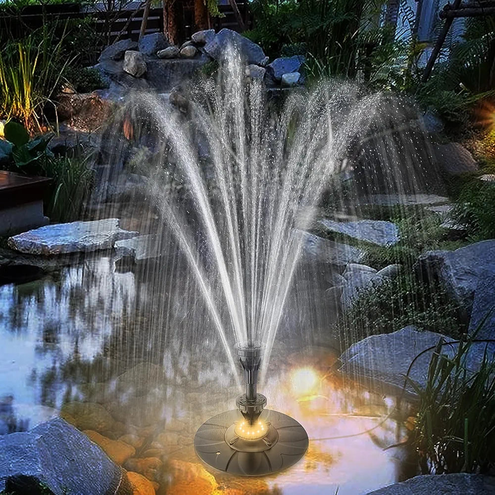 SZMP Pond Fountain 2024 Upgraded with 12 LED Lights, 6W Floating Pool Fountain with 2 Tier Modes, Waterfall Fountain for Above Ground Pool, Small Pond, Garden, Outdoor-32.8ft Power Cord Adapter