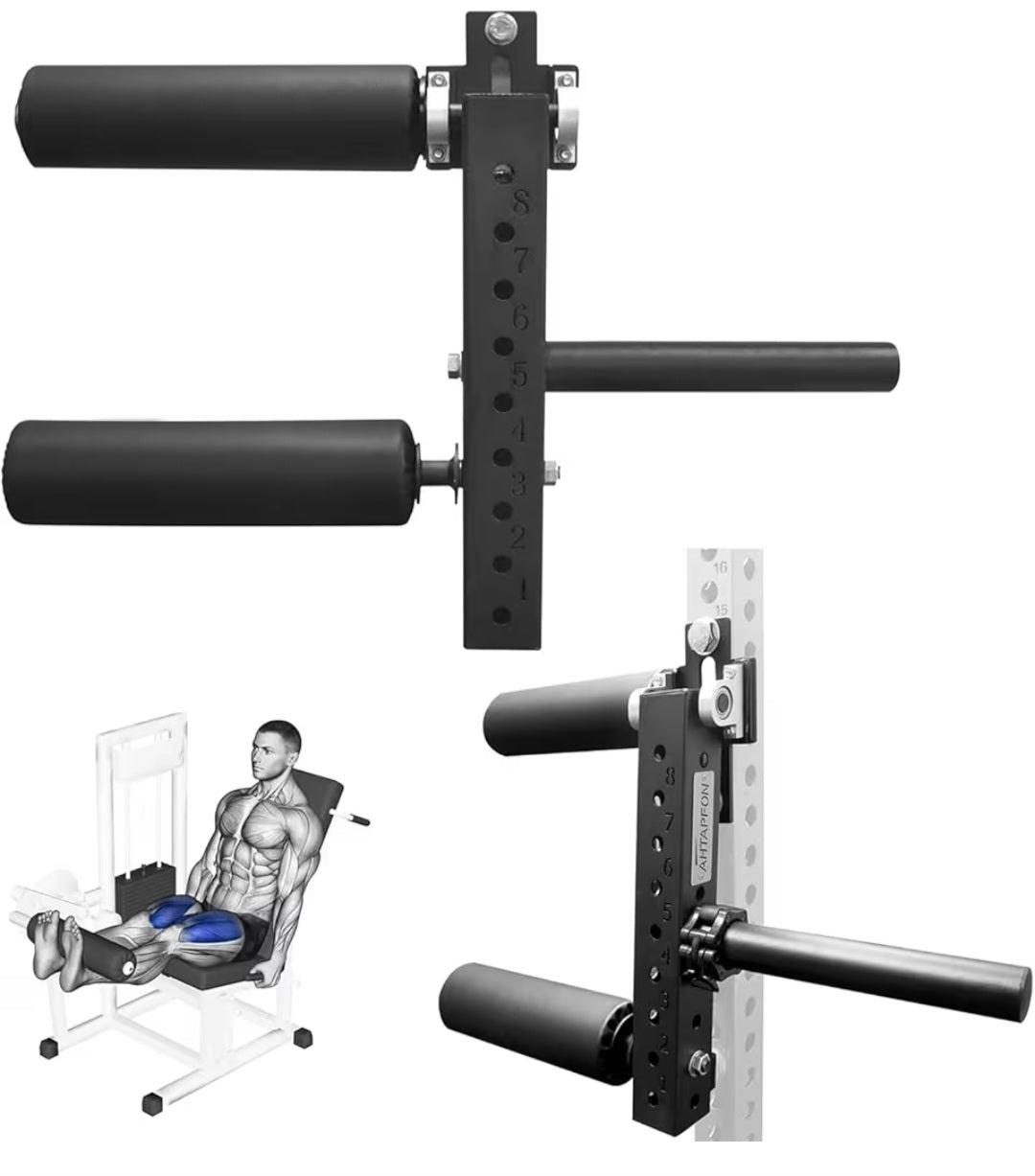 Leg Extension Attachment,Leg Squat Roller Rack Mount,Adjustable Leg Extension Machine Leg Curl Machine for Home Gym,Fit Add 2″ Weight Plates,Diameter 12cm Thickened Foam