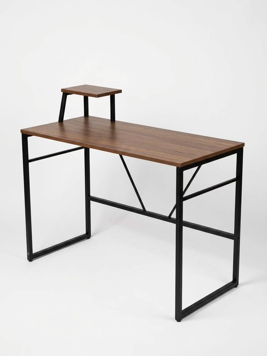 Walnut Desk with Shelf 100x48x90cm