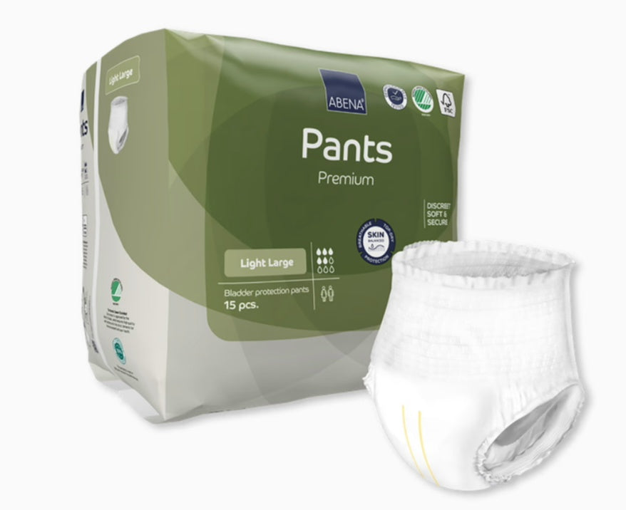 ABENA Pants Premium Light Large, 900ml Absorbency, Pack of 15, Pull Up Incontinence Pants