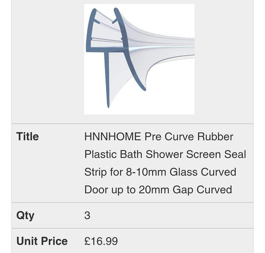 Shower Seal Strip, various types