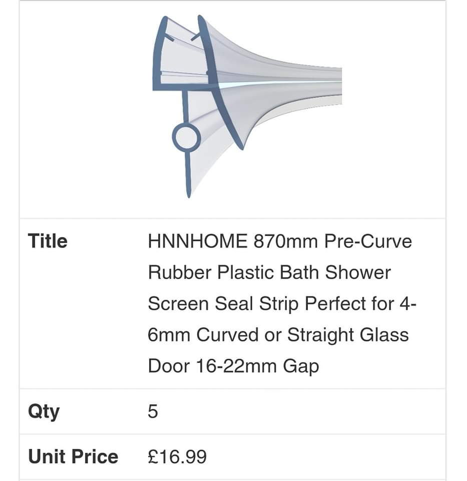 Shower Seal Strip, various types