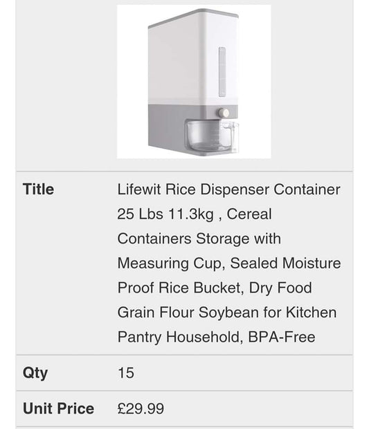 Lifewit Rice / Cereal Dispenser