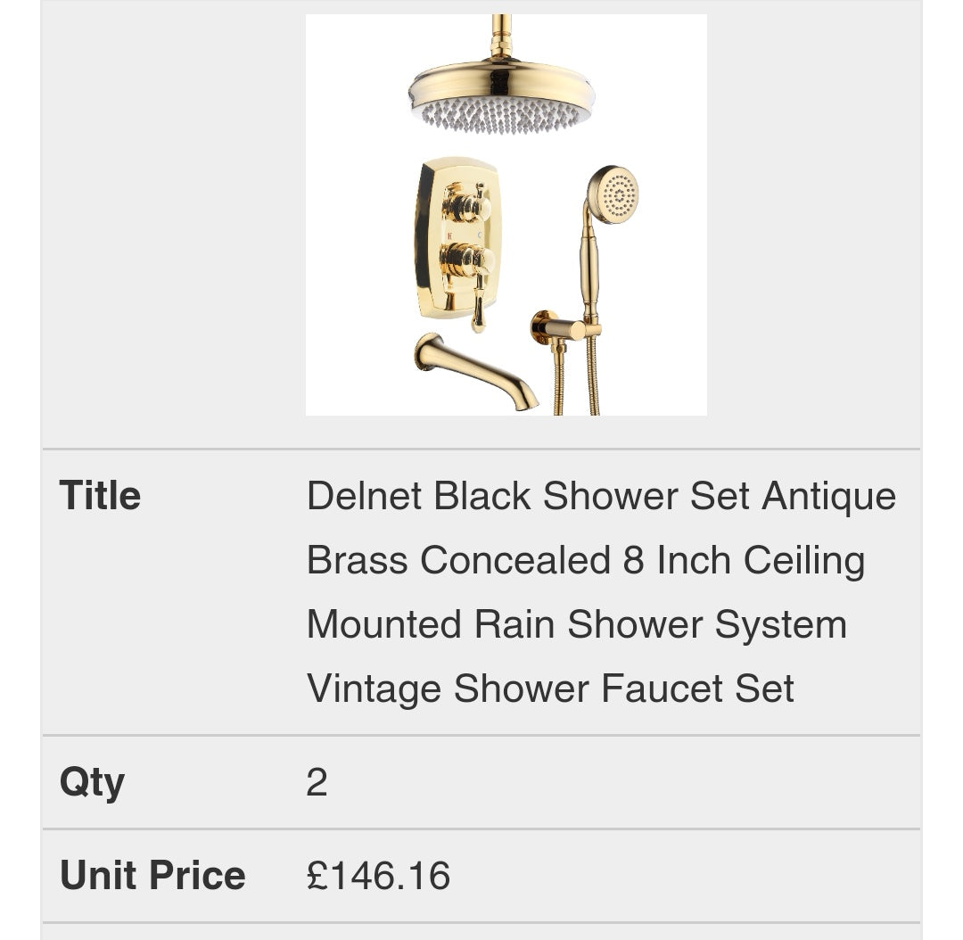 Delnet Black Antique Brass Shower System