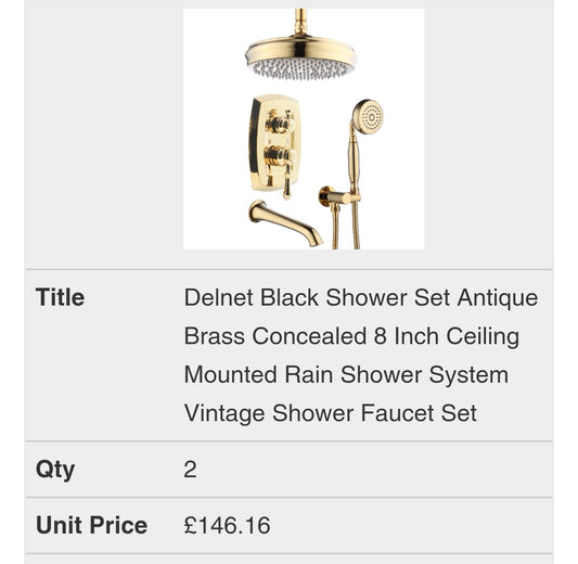 Delnet Black Antique Brass Shower System