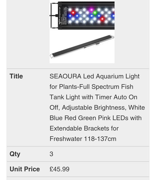 LED Aquarium Light 118-137cm