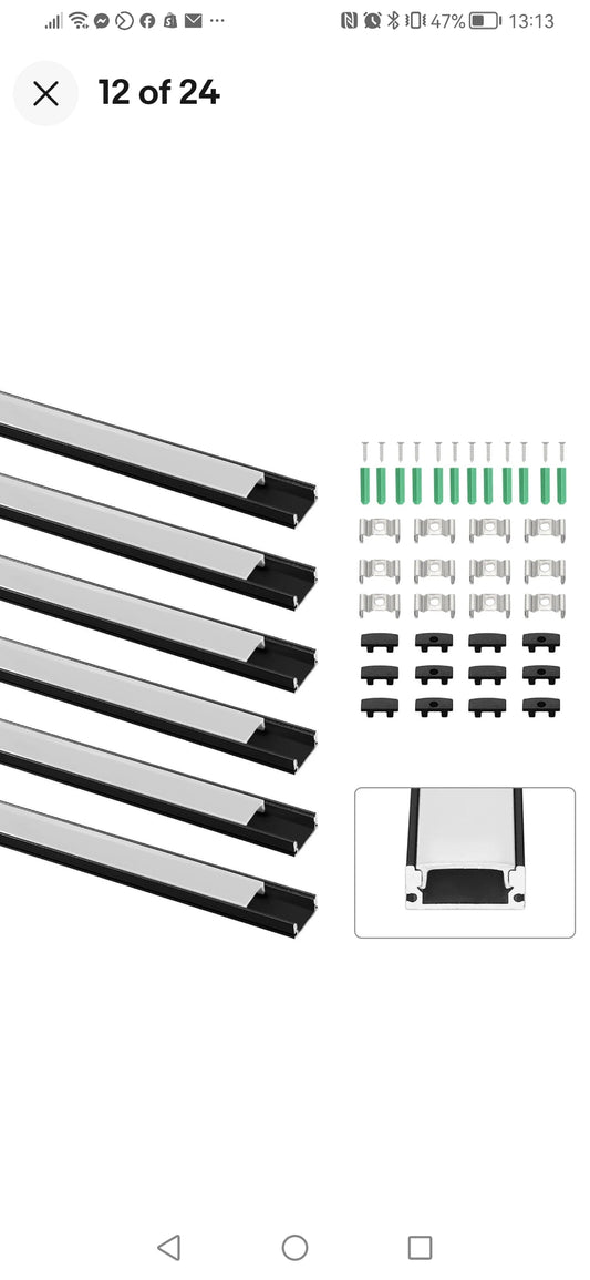 LED Aluminium Profile 6 Pack 3.3ft