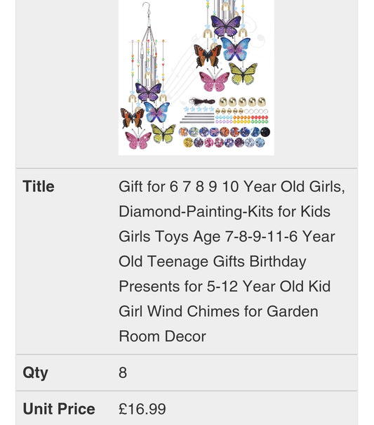 Butterfly Wind Chime Diamond Painting Kit