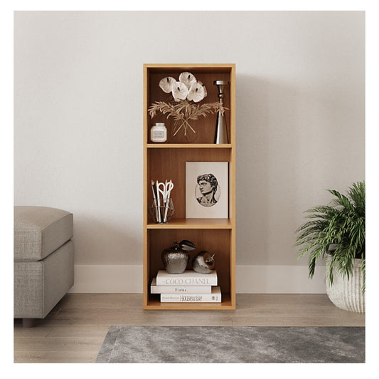 Tier Wooden Bookcase Shelving Display Storage Shelf Unit Wood Shelves (Beech, 3 Shelf)