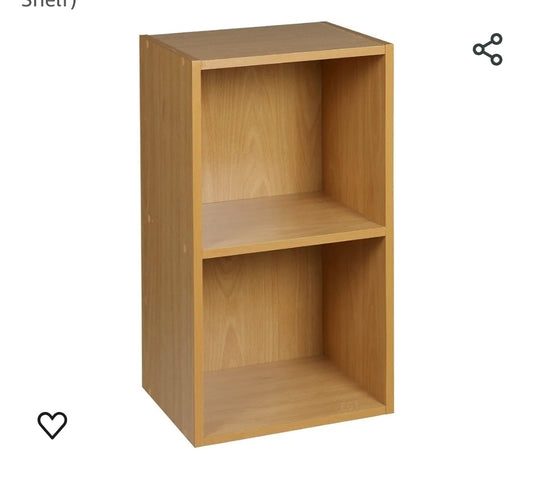 Tier Wooden Shelving Bookcase Storage Wood Shelf Unit (2 Tier, Beech)