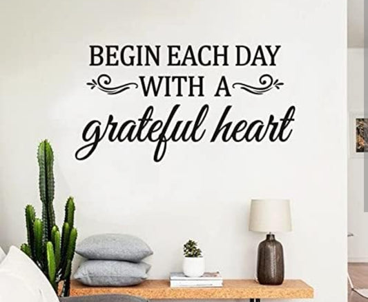 Wall Decals for Living Room, Wall Stickers for Bedroom, Inspirational Quotes - Grateful Heart