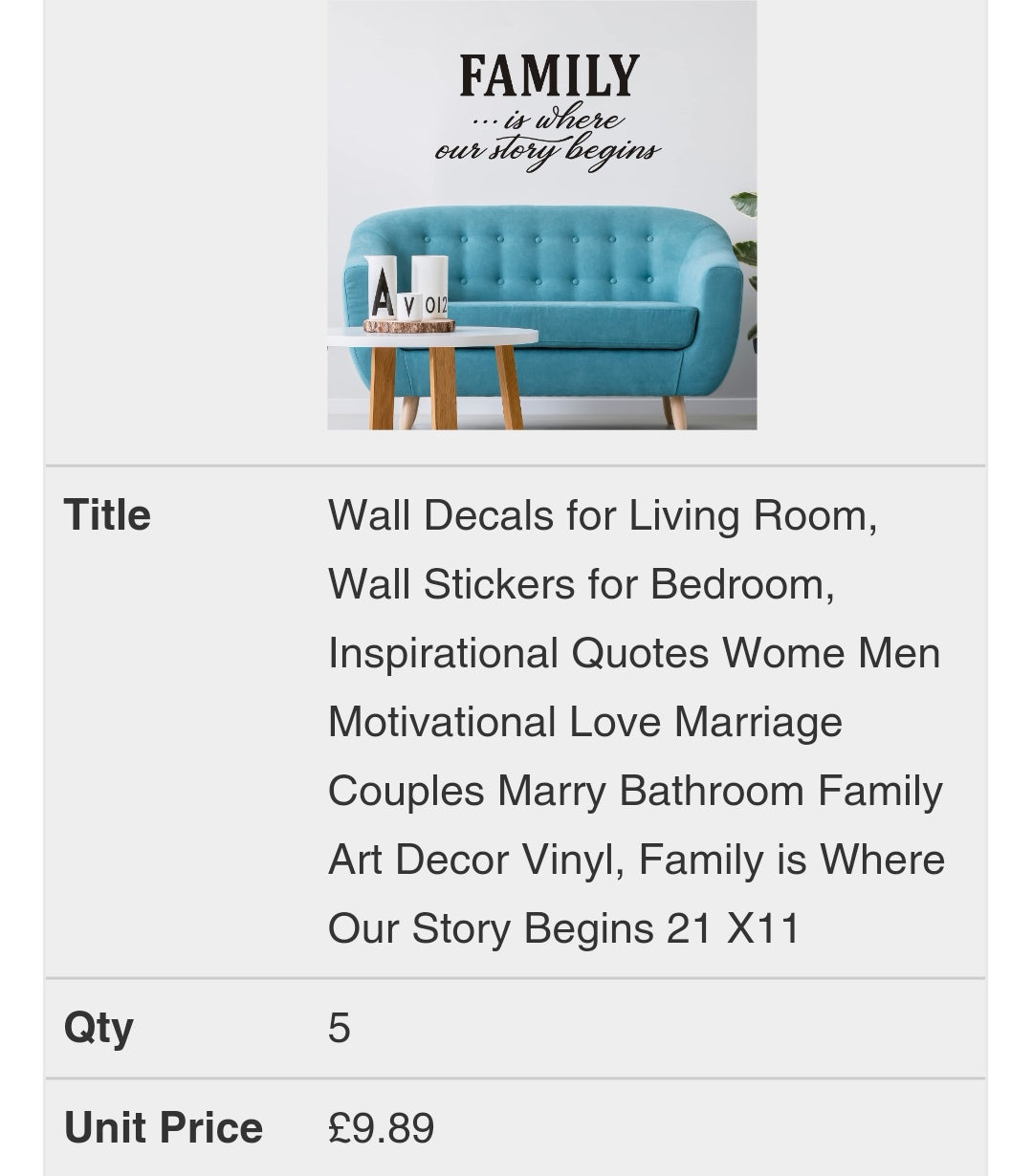 Wall Decals for Living Room, Wall Stickers for Bedroom, Inspirational Quotes Bathroom Family Art Decor Vinyl, Family is Where Our Story Begins 21 X11