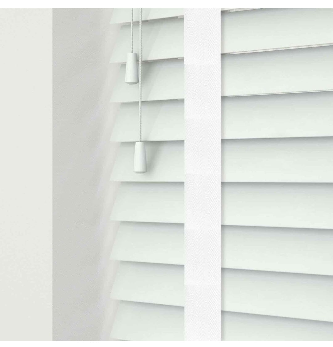 Real Wood Venetian Blinds Tape finish - Easy Fit Home Office - 75cm x 200cm - White