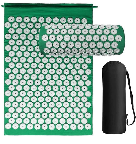 Acupuncture Mat and Acupuncture Pillow for Relaxation and Pain Relief - Massage Mat, Acupressure Cushion, Washable Cover and Travel Bag