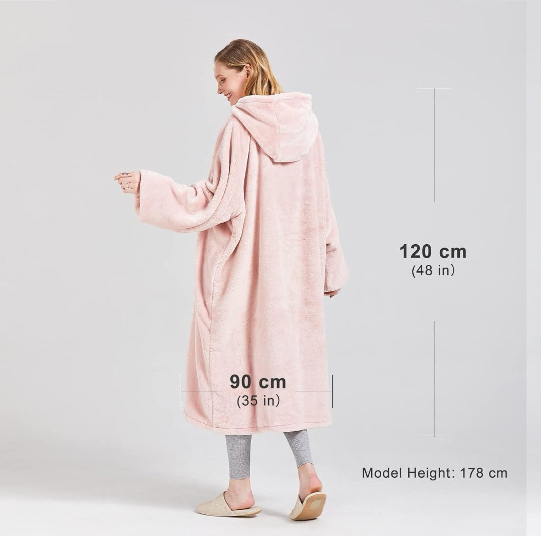 CASOFU Blanket Hoodie Women Wearable Blanket Adult Oversized Hoodie Blanket Men Hooded Blanket Fleece Blanket with Sleeves (2 colours)