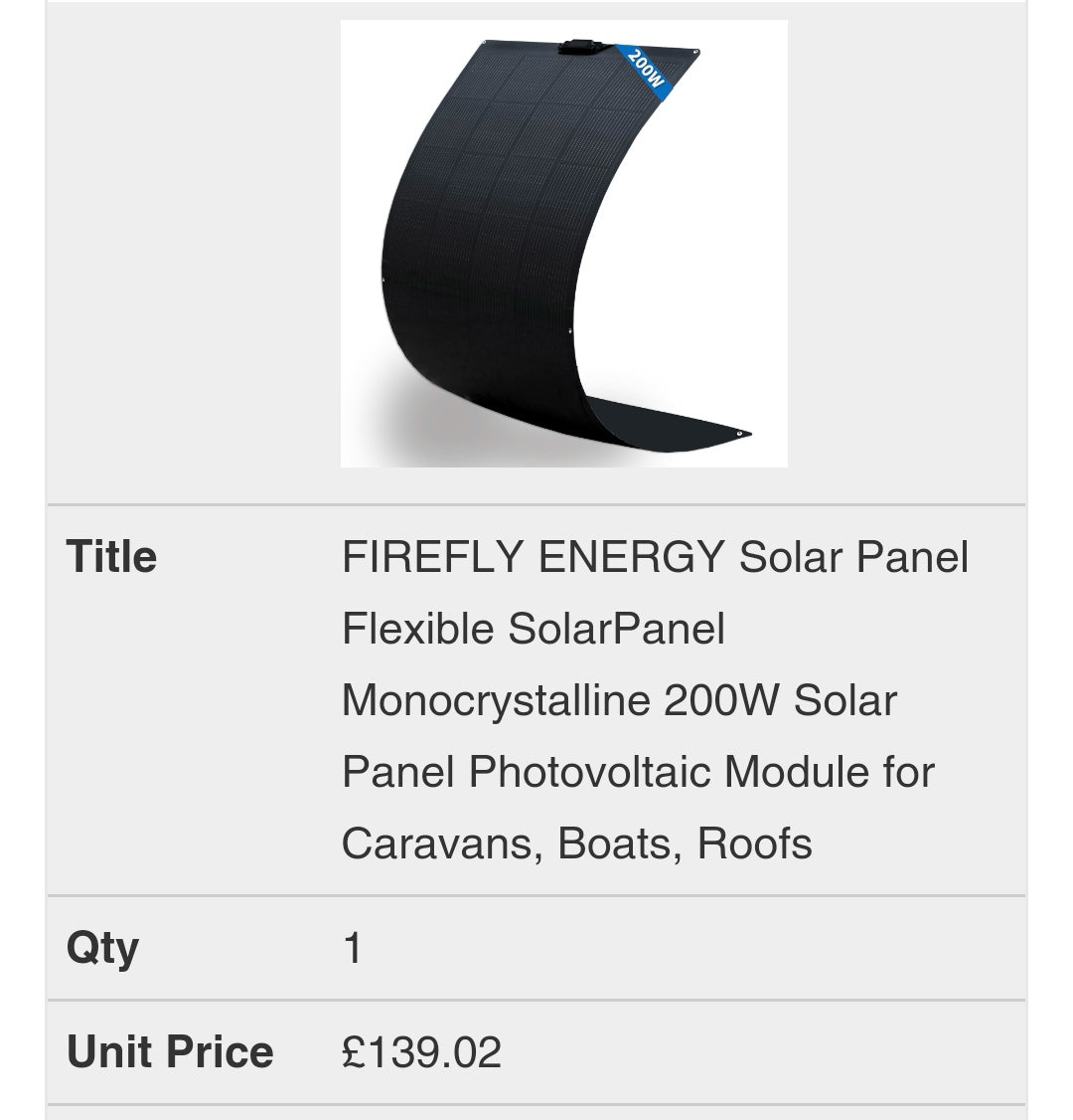 FIREFLY ENERGY Solar Panel Flexible SolarPanel Monocrystalline 200W Solar Panel Photovoltaic Module for Caravans, Boats, Roofs