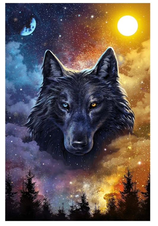 Paint by Numbers for Adults Beginner Kids Wolf King Under The Stars Sky Painting DIY Animal Oil Painting Kit on Canvas with Paintbrushes and Acrylic Pigment for Home Wall Decor 16 inx20 in