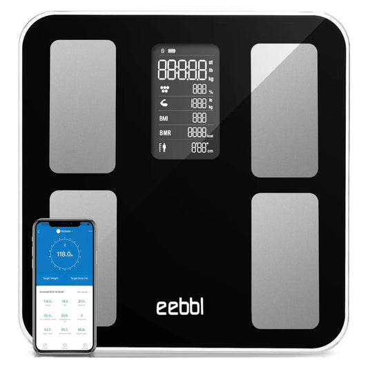 Digital Smart Scale for Body Weight, Bathroom Scales BMI Weighing Bluetooth 5.0+ Body Fat Scale, Body Composition Monitor Health Analyzer with Smartphone App, 400 lbs - Black