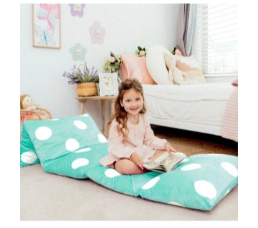 Butterfly Craze Floor Pillow Case, Mattress Bed Lounger Cover, Polka Aqua, King, Cozy Seating Solution for Kids & Adults, Cushion, Perfect For Reading, TV Time, Sleepovers, & Toddler Nap Mat