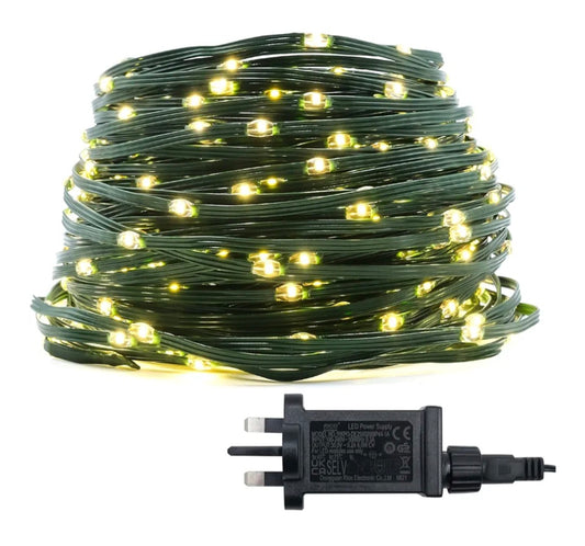 Warm White LED String Light Chain with 8 Modes IP44 Waterproof Copper Wire Fairy Lights for Outdoor and Indoor Use Garden Party Decoration 60m