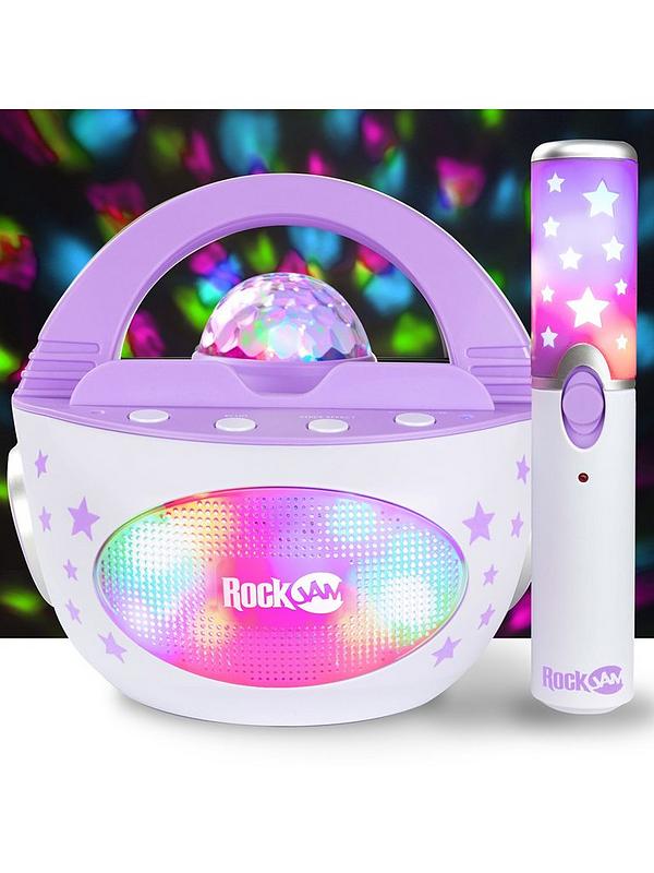 10-Watt Rechargeable Bluetooth Karaoke Machine with Wireless Microphone, Voice Changing Effects & LED Lights - Violet