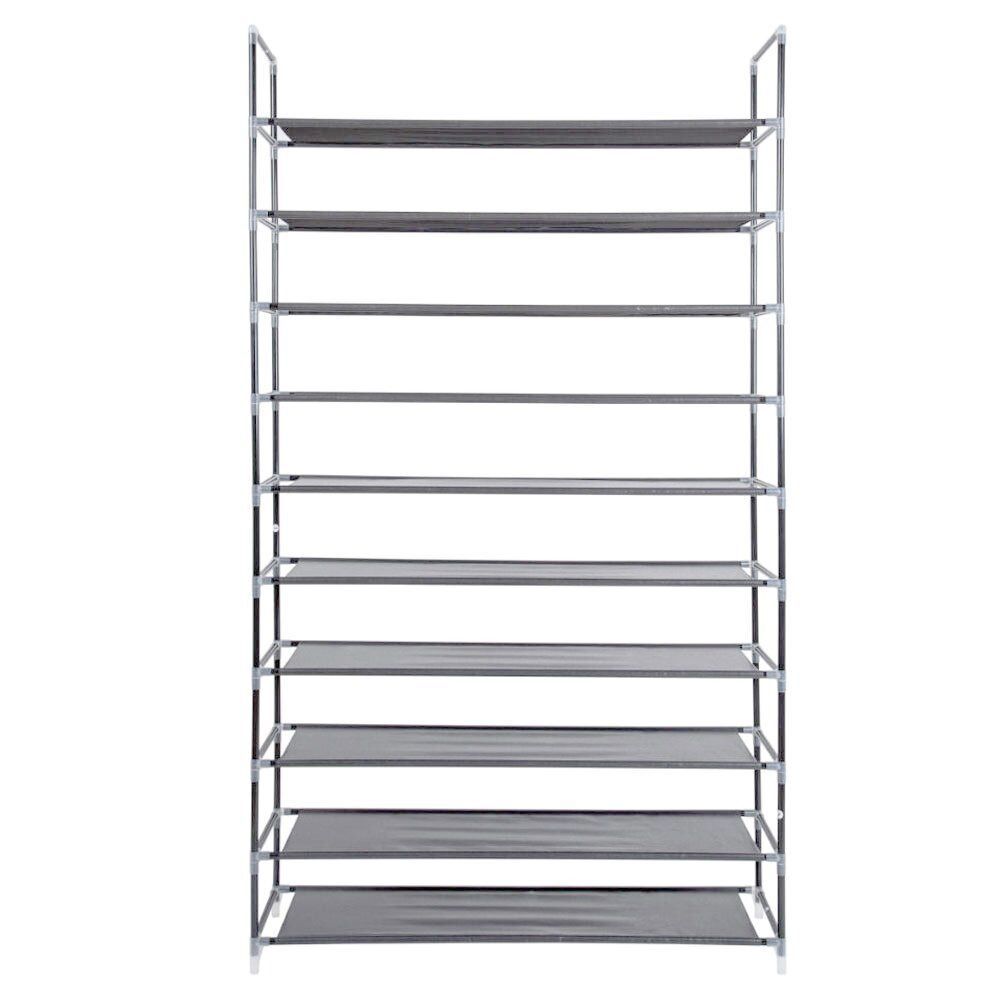 Free Standing Storage Organiser / Shoe Rack, Stainless Steel With Shelves, Grey